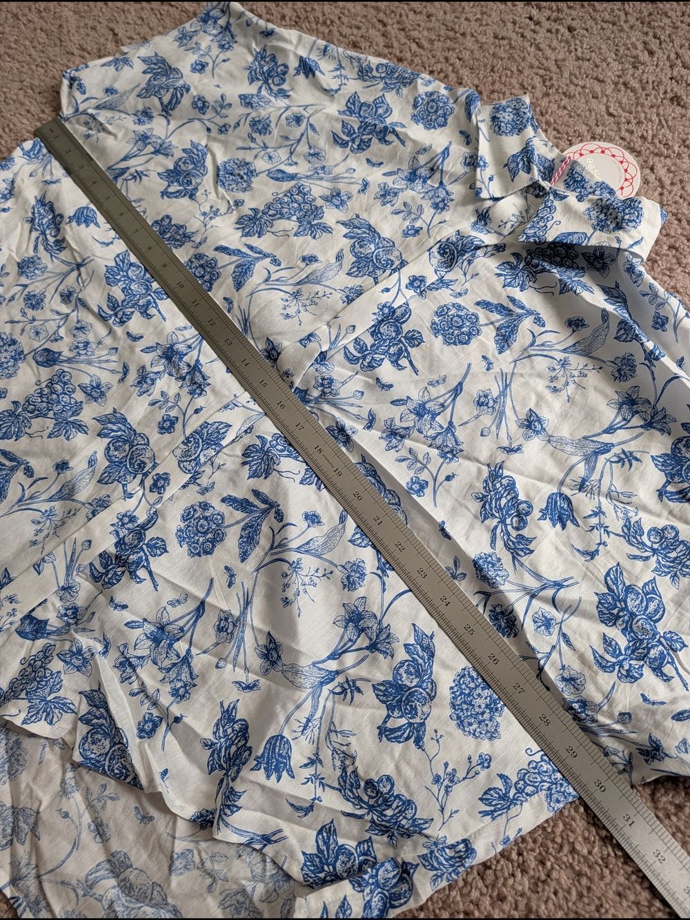 Umgee Women Royal Blue White Full Size Two Tone Floral Print Top Plus NWT Medium - Picture 10 of 12